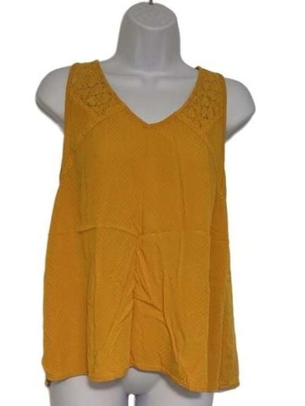 Eyeshadow Tank Top Size S Mustard Yellow Lace Trim